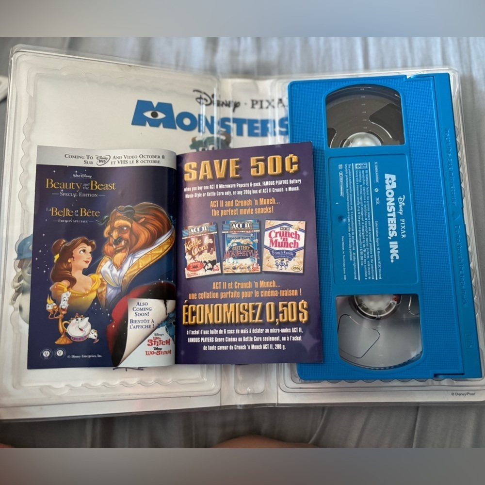 Monsters, Inc. VHS Video Tape 2002 Clamshell Blue Tape Works Disney Pixar - Picture 2 of 2